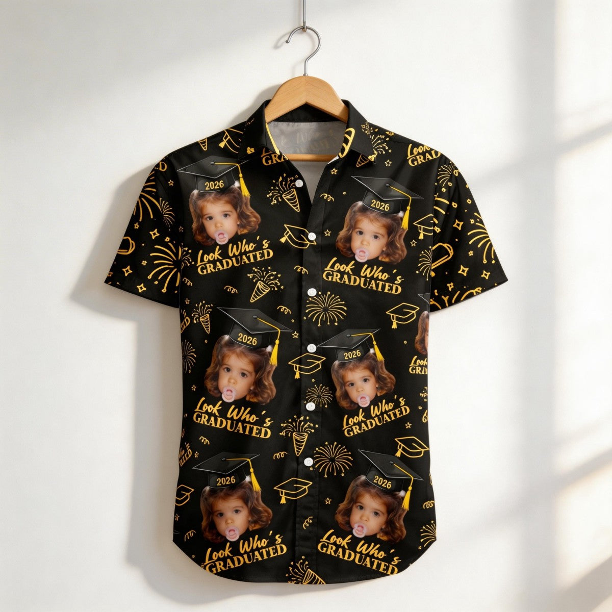 Vintage Childhood Themed Personalized Hawaiian Shirt - Graduation Matching Shirt With Childhood Photo