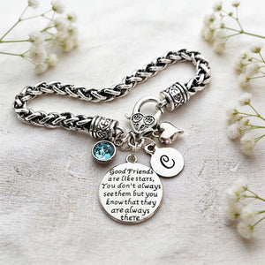 Good Friends are like Stars Bracelet, Custom Initial & Birthstone Personalized Gifts for Friends