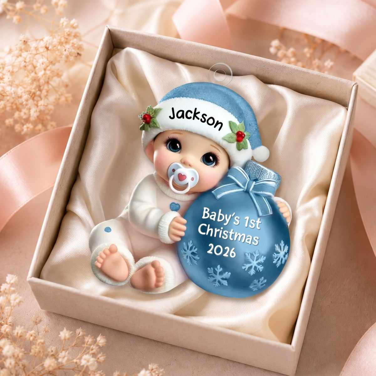 Baby Beside Christmas Bauble – Baby's 1st Christmas Personalized Ornament