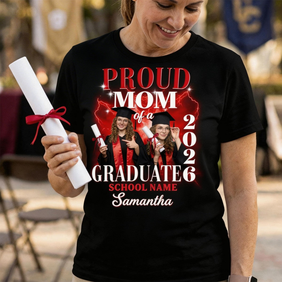 Proud Mom Dad Grandma Grandpa Of A 2026 Graduate Custom Photo - Personalized Shirt - Family Matching Graduation Shirt