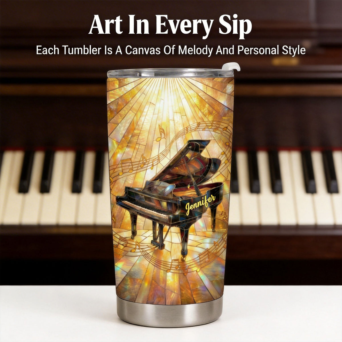 Grand Piano Symphony, Personalized 20oz Tumbler, Gift For Music Lovers