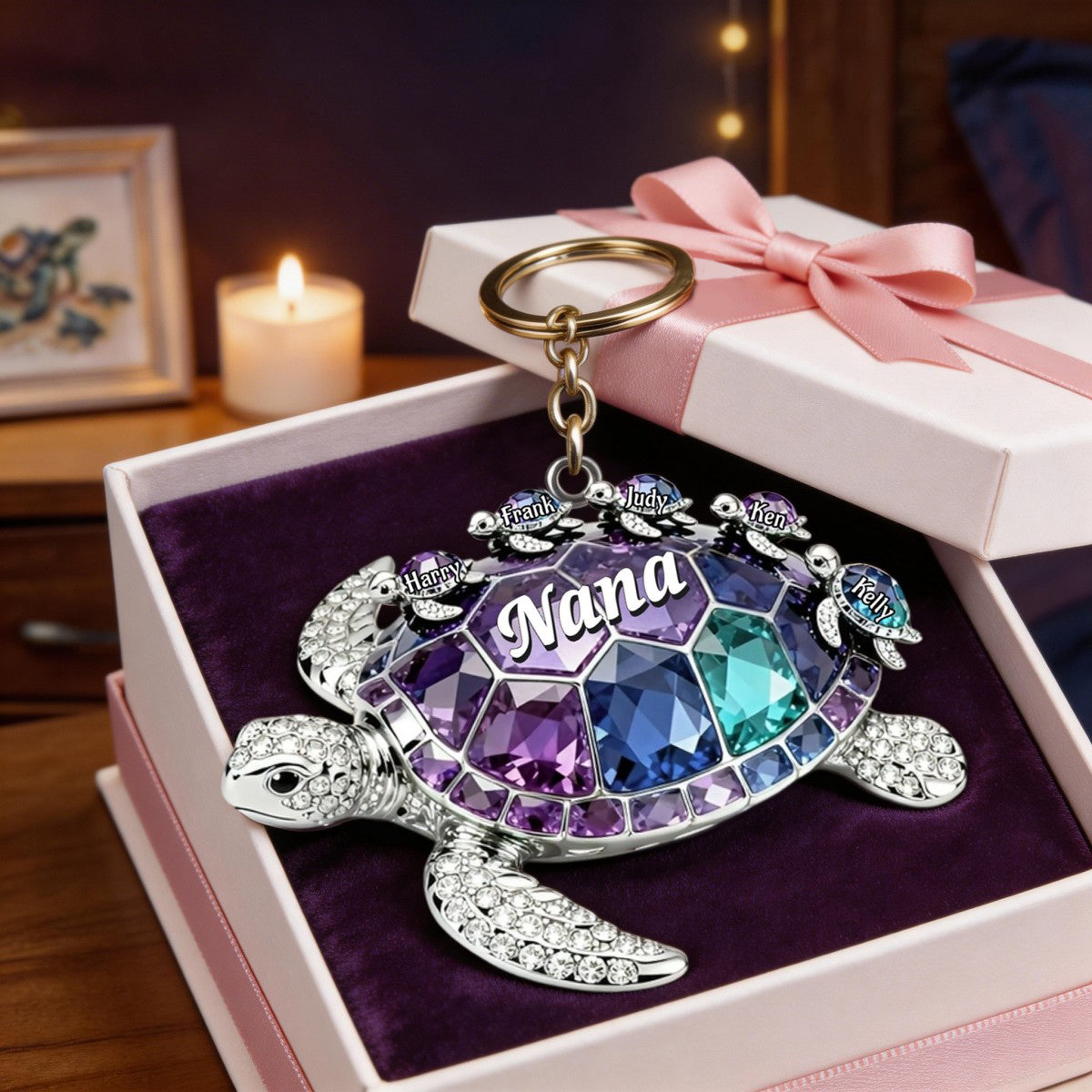 Turtle Mom Keychain - Personalized Gifts For Mom Keychain