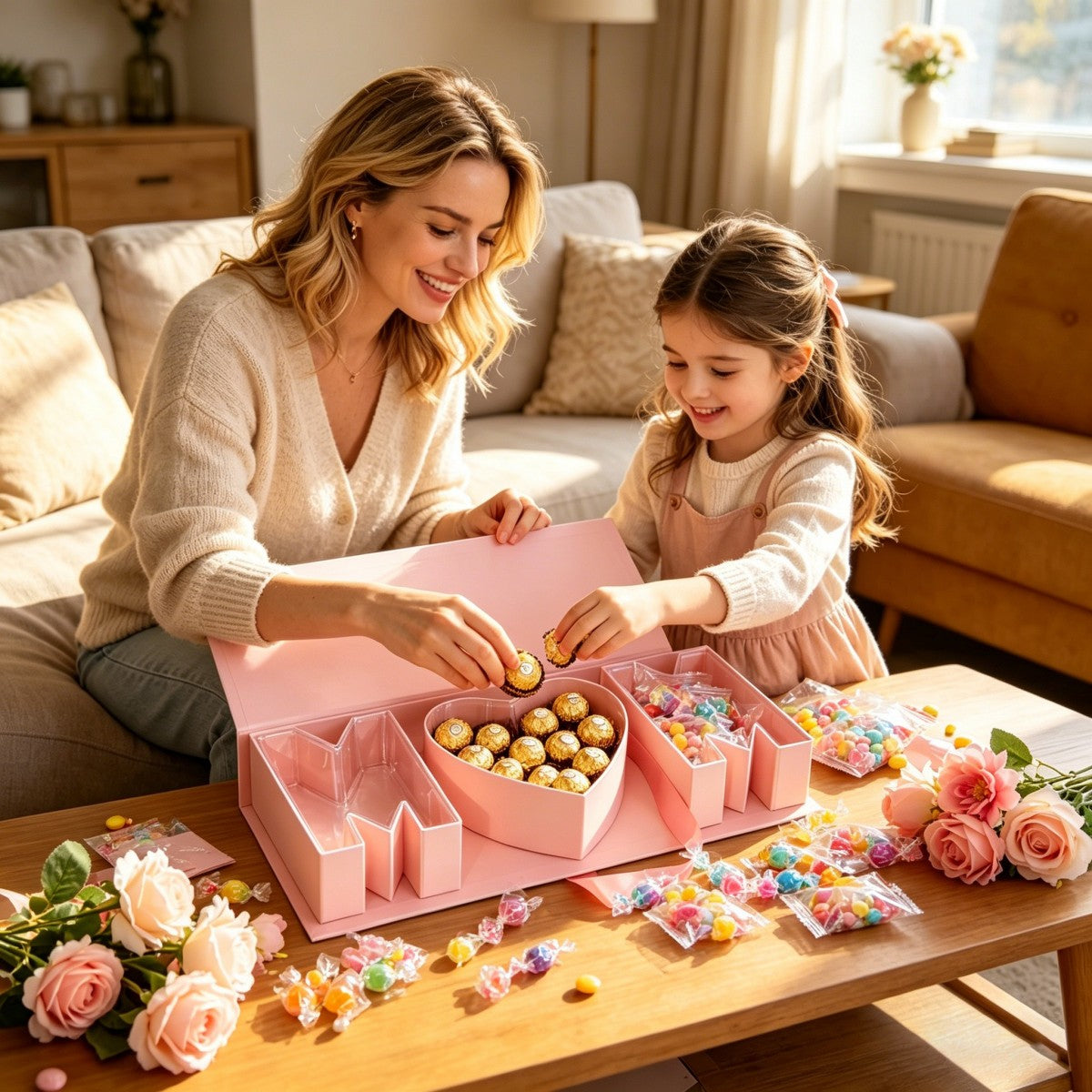 DIY Mom Gift Box, MOM Letter Shaped Fillable Cardboard Box for Mother's Day