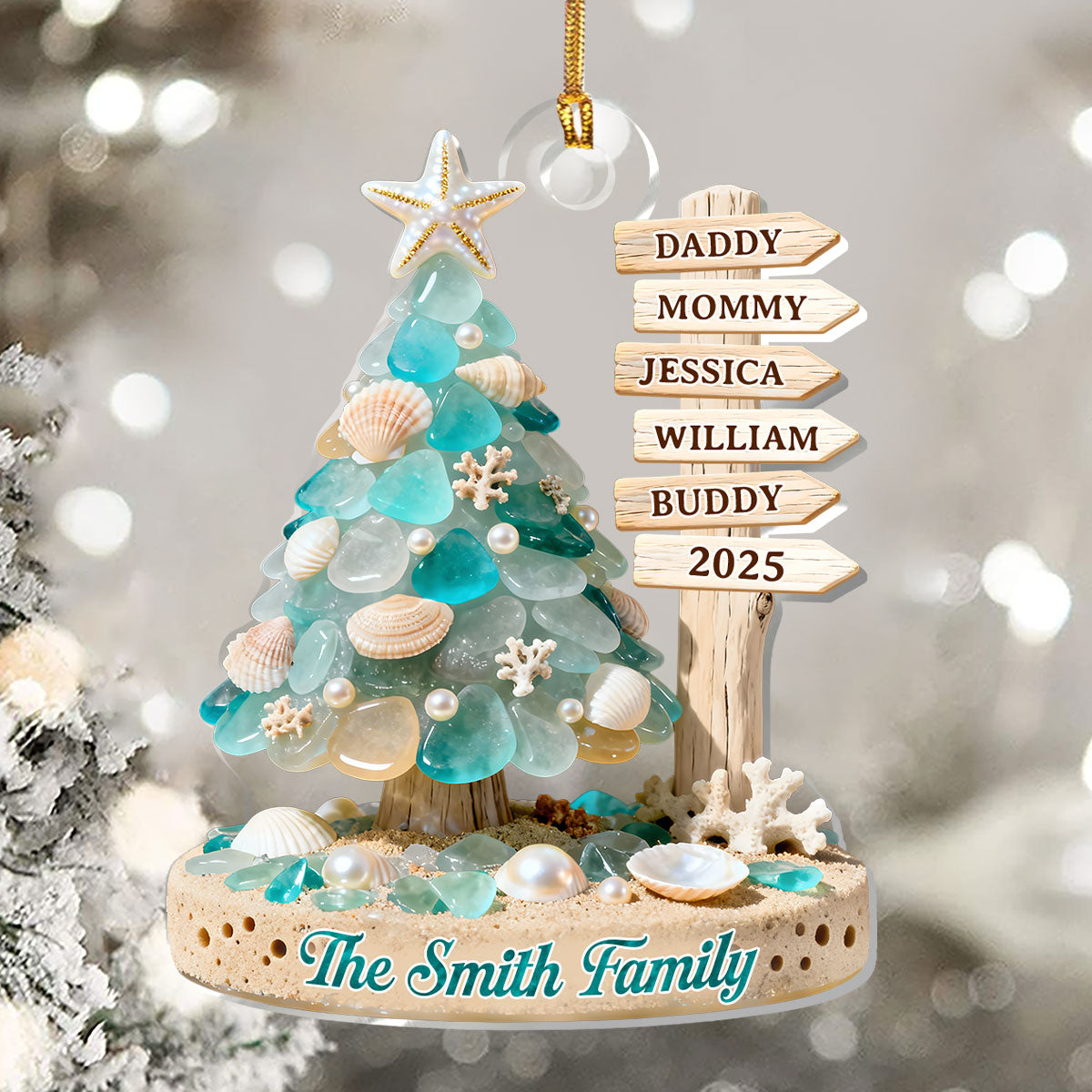 Seaside Christmas Harmony - Personalized 1-Layer Acrylic Ornament