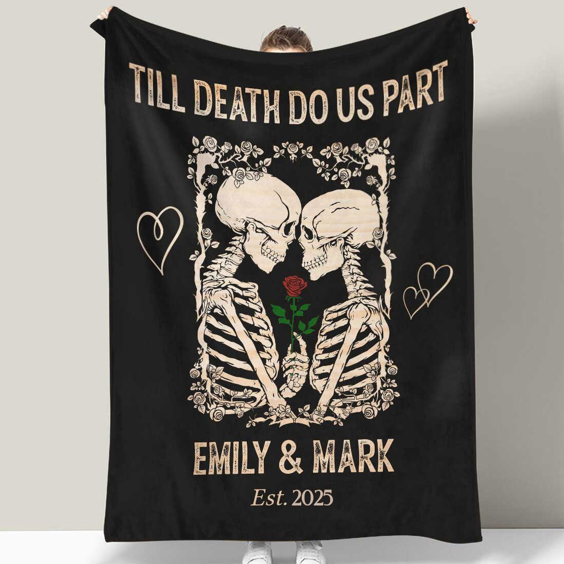 Till Death Do Us Part Skeleton Personalized Couple Blanket