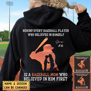 Personalized Baseball/Softball Hoodie-Behind Every Baseball/Softball Player Is A Mom/Dad That Believes