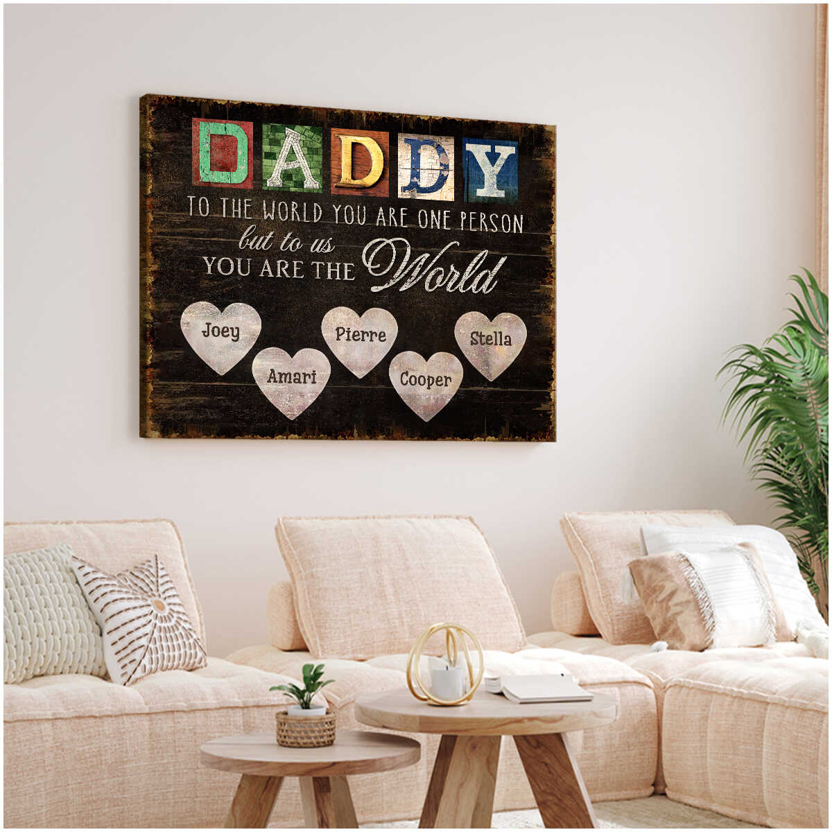 You Are The World – Custom Title & Name Canvas Print For Dad and Grandpa