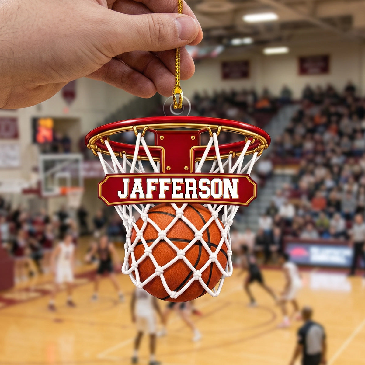Personalized Basketball Hoop Christmas Ornament – Custom Name & Ball-In-Net Acrylic Keepsake | Gift for Players & Coaches