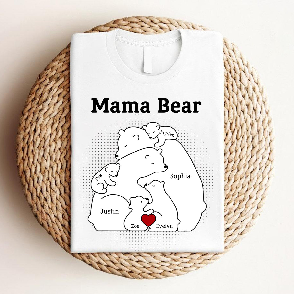Personalized Bear Family Bear Mama Mother Pure Cotton T-shirt