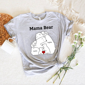Personalized Bear Family Bear Mama Mother Pure Cotton T-shirt