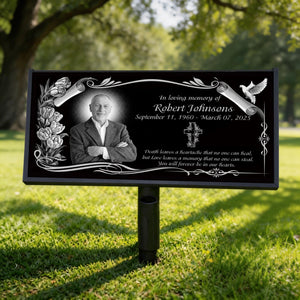 Love Leaves A Memory That No One Can Steal - Personalized Granite Headstone With Stand , Memorial Gift, Sympathy Gift For Loss Of Loved One