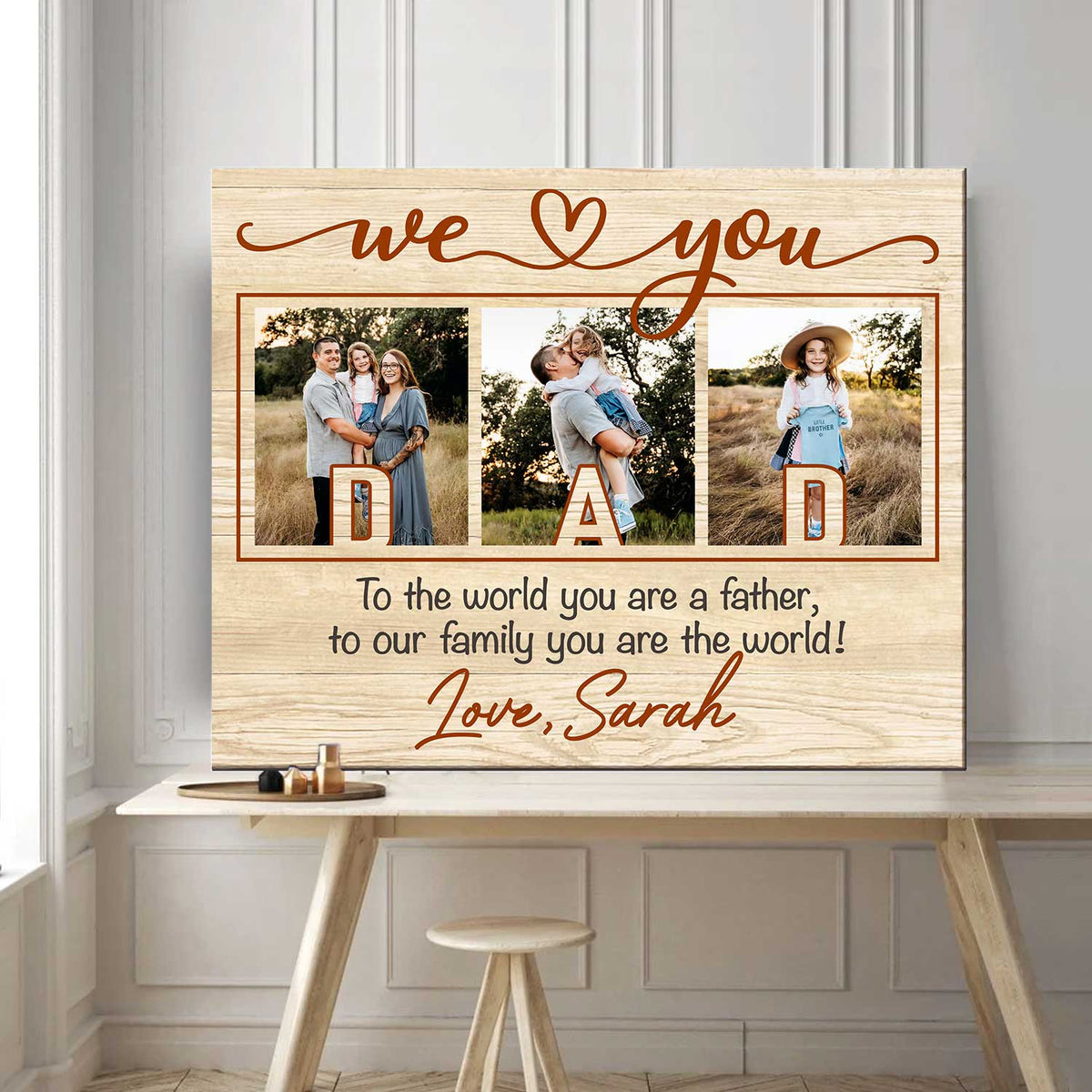 Dad We Love You Personalized Photo Canvas Poster, Father's Day Gift