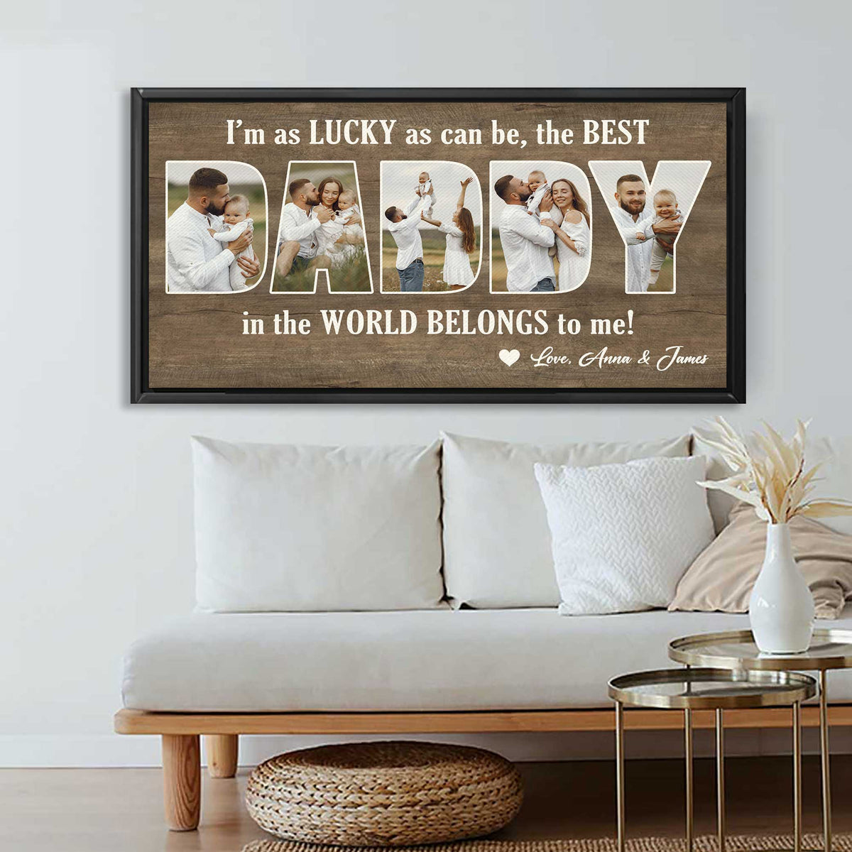 Personalized First Father’s Day Gift From Baby,Custom Daddy Photo Canvas Poster