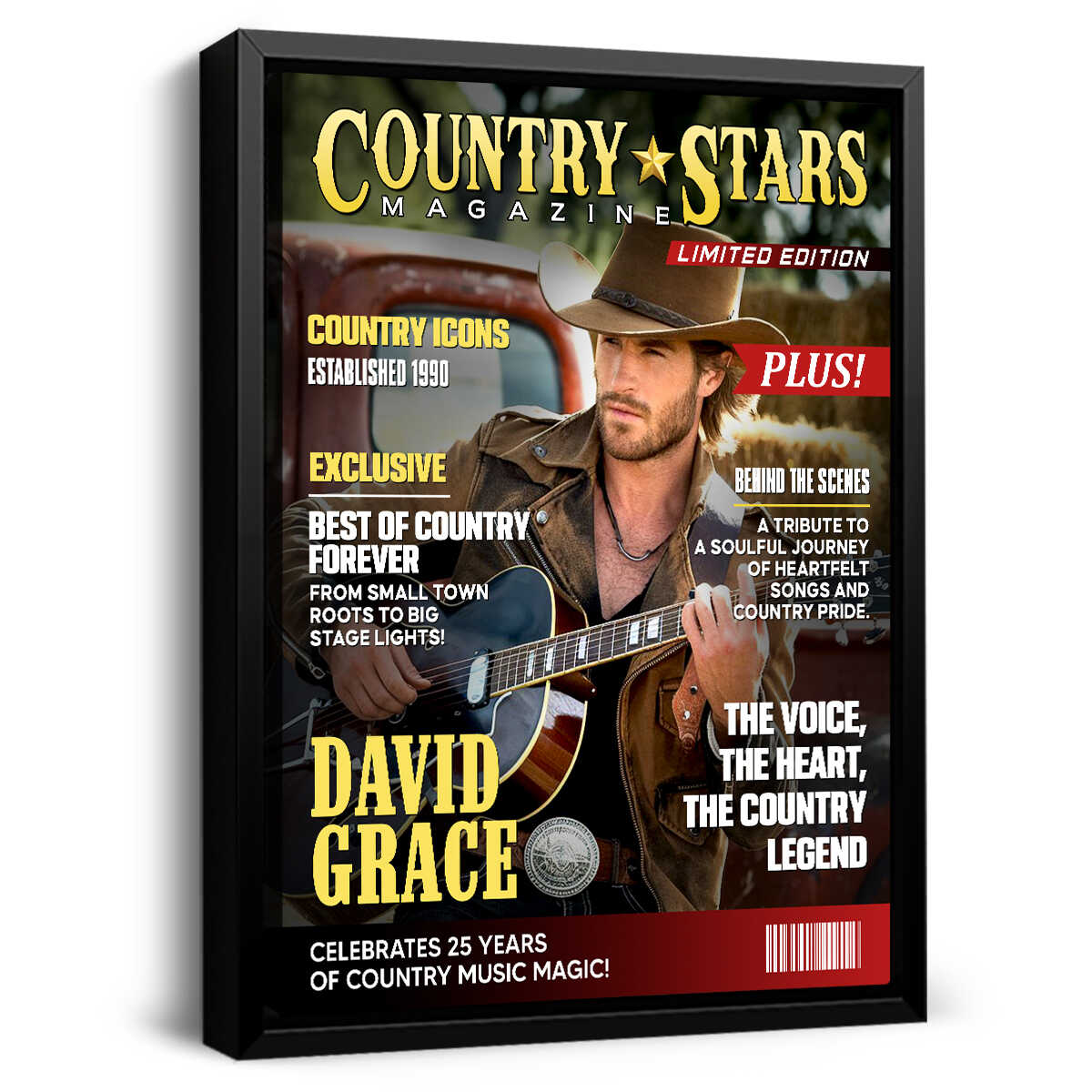 Personalized Country Stars Magazine Cover Canvas, Custom Country Stars Photo Canvas, Cool Gift For Music Lover