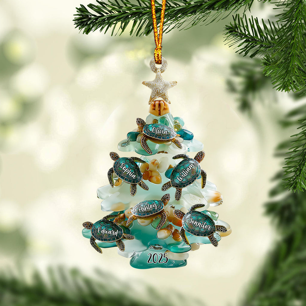 Merry Christmas - Personalized Sea Glass Family Ornament