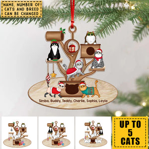 Christmas Fluffy Cat Tower Personalized Acrylic Ornament