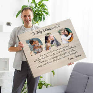 To My Wonderful Dad Custom Letter Photo Collage Father’s Day Canvas from Daughter