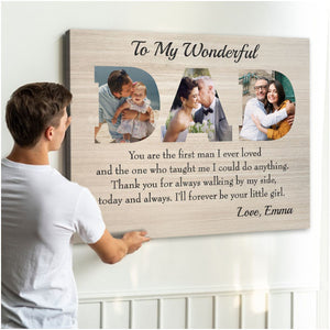 To My Wonderful Dad Custom Letter Photo Collage Father’s Day Canvas from Daughter