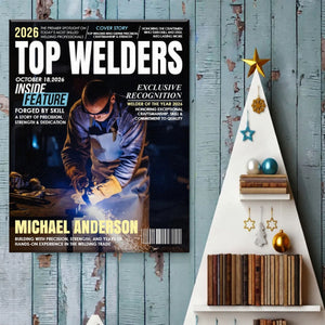 Personalized Top Welder Magazine Canvas, Custom Welder Recognition Gift, Welding Professional Gift, Welder Appreciation Gift