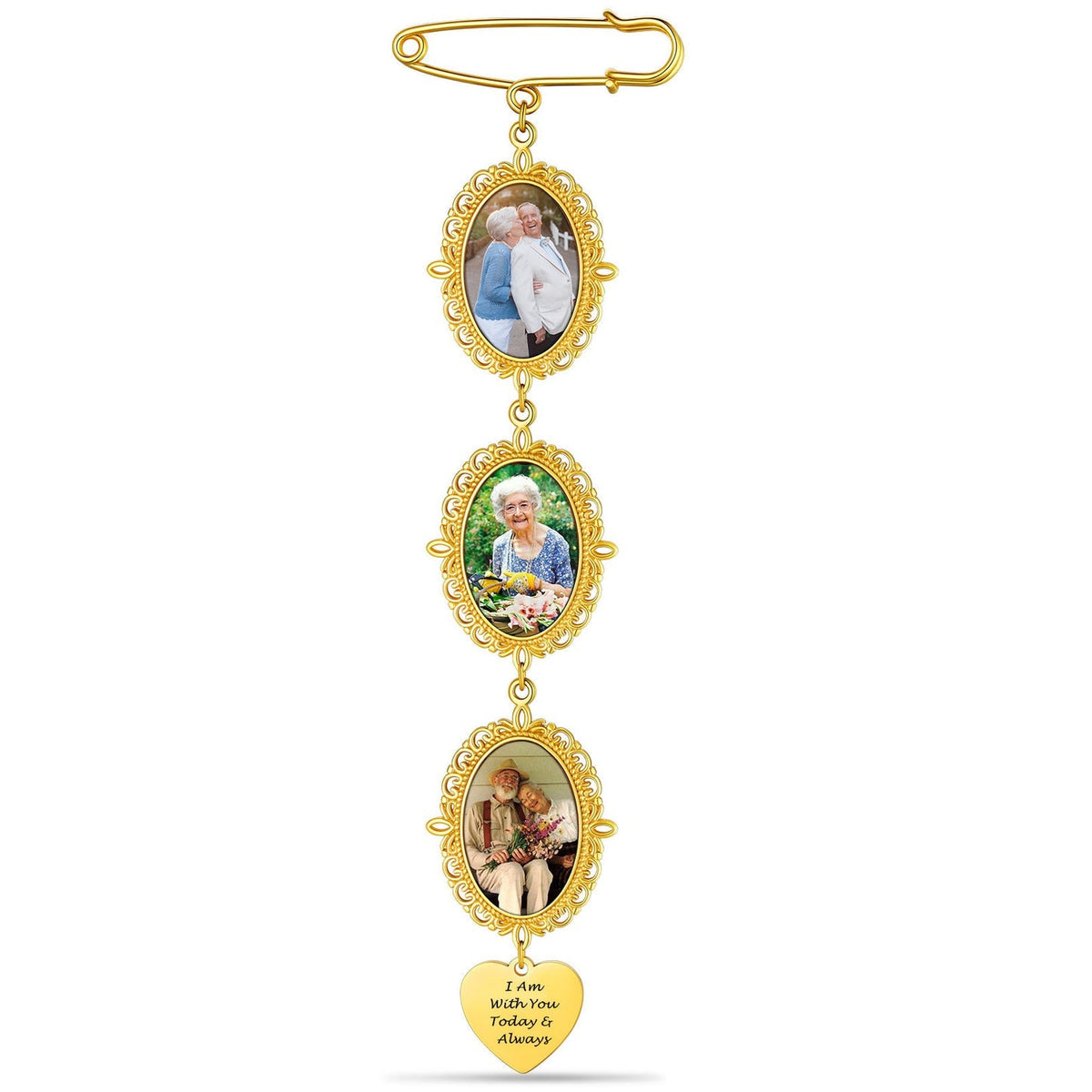 Personalized Wedding Bouquet Picture Charms Brooch Pins