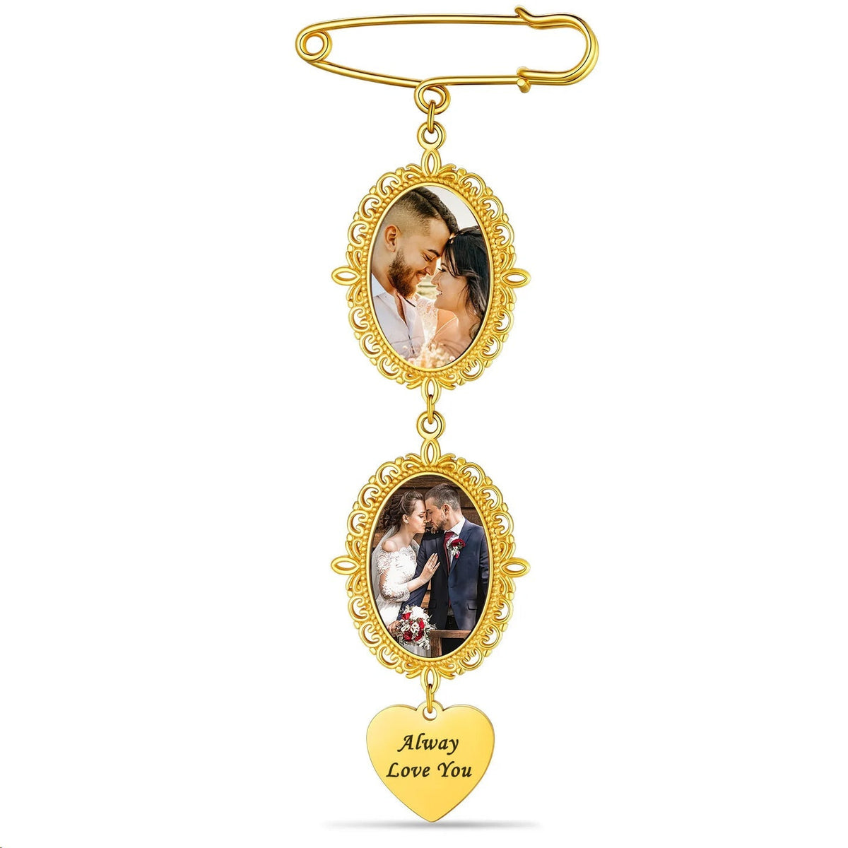 Personalized Wedding Bouquet Picture Charms Brooch Pins