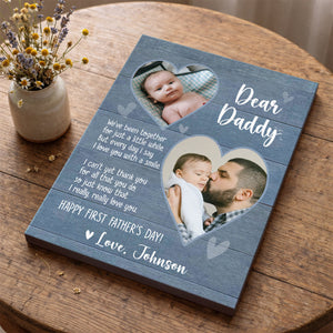 Happy First Fathers Day Personalized Canvas, Custom Picture Gift for New Dad, 1st Father’s Day Gift from Baby, First Time Dad Gifts