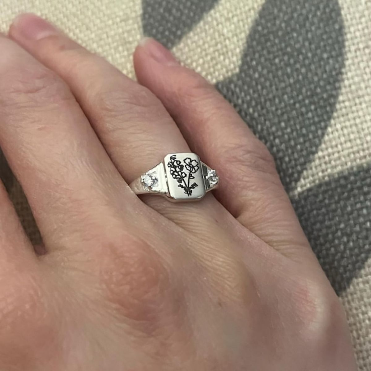 Personalized Birth flower gold ring, Statement flower rings for women, Minimalist ring