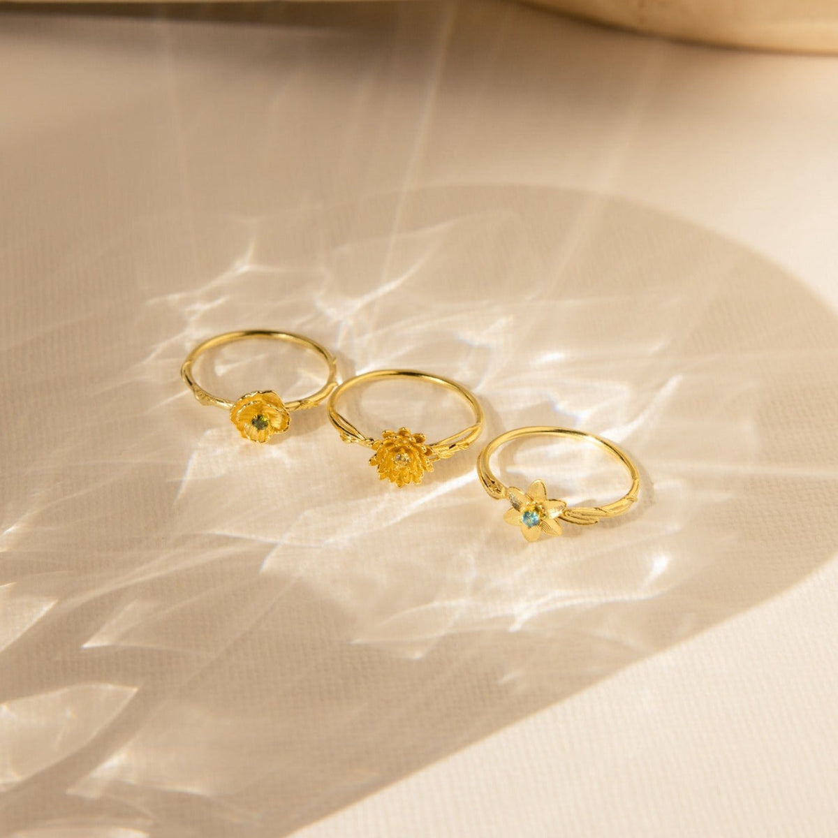 Personalized Birth Flower Birthstone Ring
