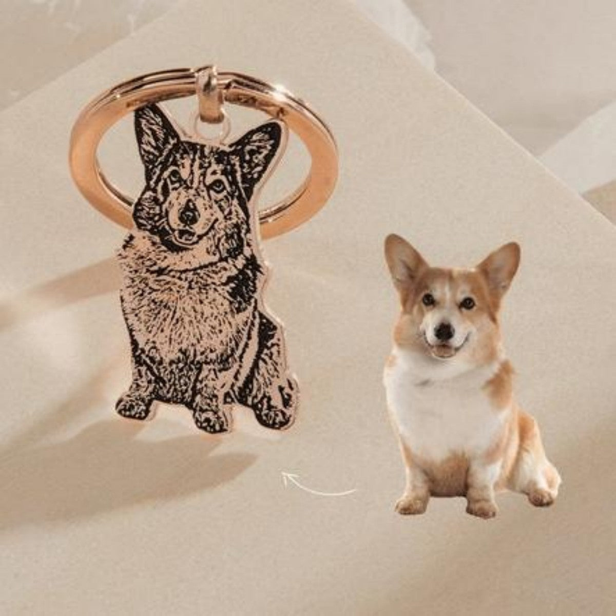 Personalized Engraved Pet Portrait KeyChain Memorial Gift