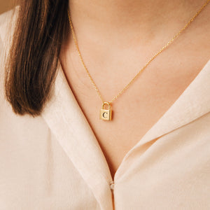 Minimalism Personalized Lock Initial Necklace