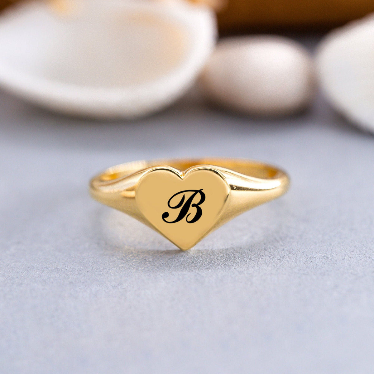 Initial Heart Rings Heart-shaped Personalized Initial Ring - nanyshop