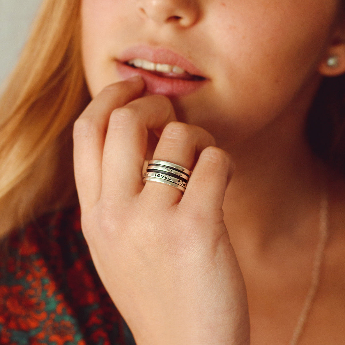 I Am Powerful Worthy Enough Loved Safe Ring, Fidget Spinner Ring