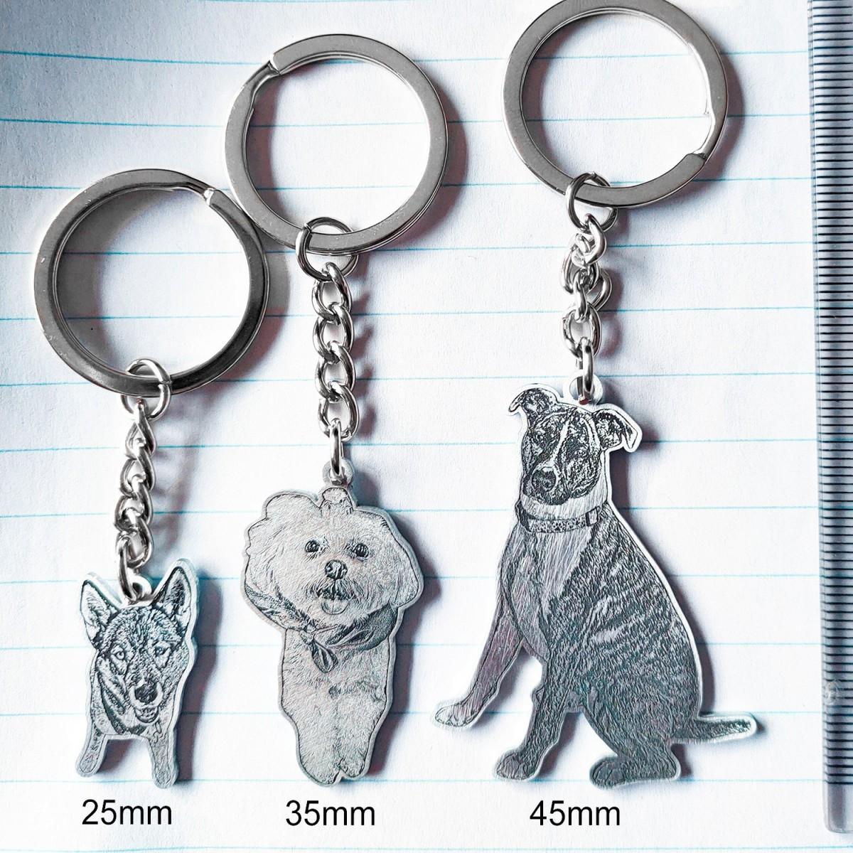 Personalized Engraved Pet Portrait KeyChain Memorial Gift