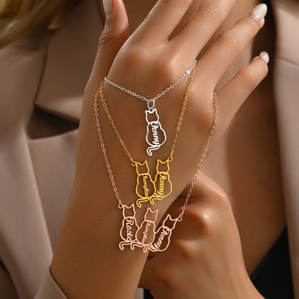 Personalized Cat Name Necklace Gifts For Cat Lovers