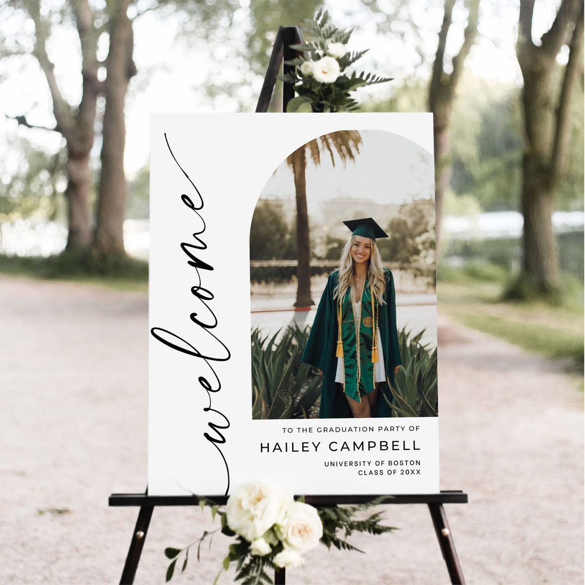 Personalized Graduation Welcome Sign, Custom Photo Grad Party Canvas Welcome Sign