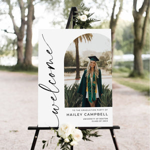 Personalized Graduation Welcome Sign, Custom Photo Grad Party Canvas Welcome Sign