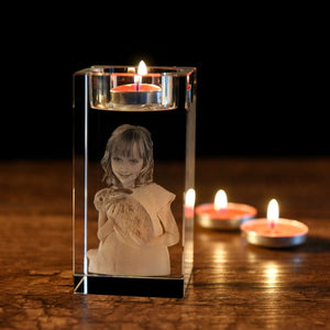 Personalized 3D Photo Engraved Crystal Candelabra