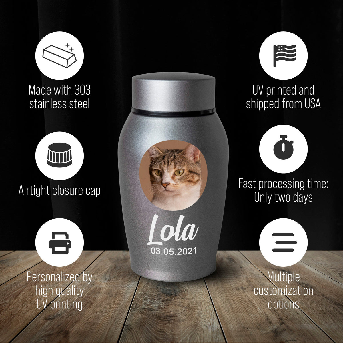 Custom Pet Photo Urn for dogs ashes, Personalized Dog Memorial Cremation Urn, Pet Memorial Gift