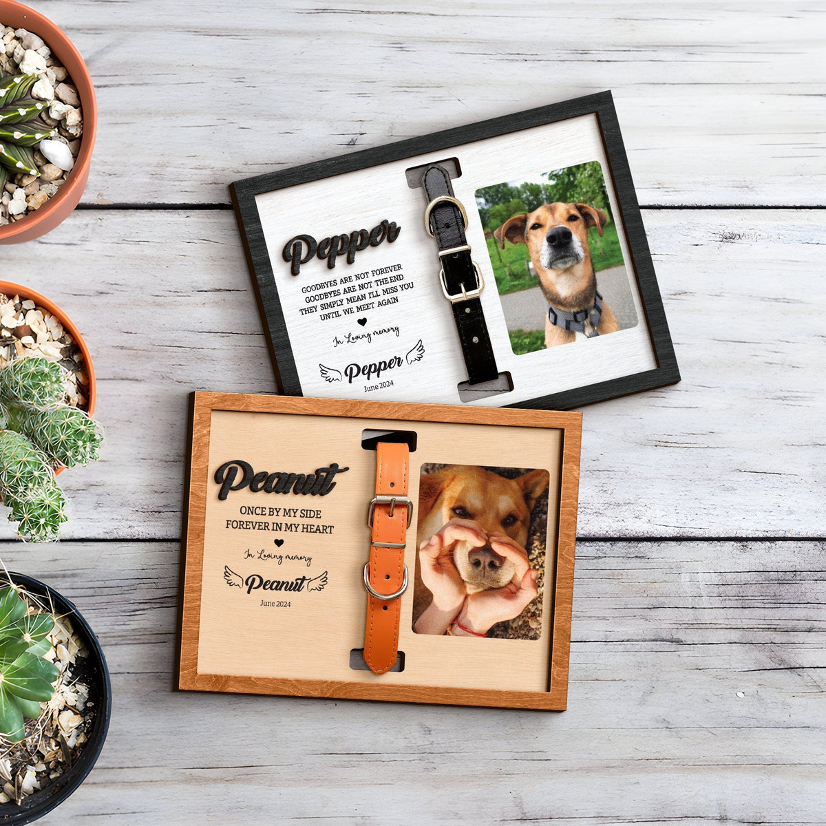 Personalized Dog Memorial Wood Frame With Collar Holder, Memorial Pet Collar Sign with Photo, Dog Memorial Gifts, Dog Sympathy Gift