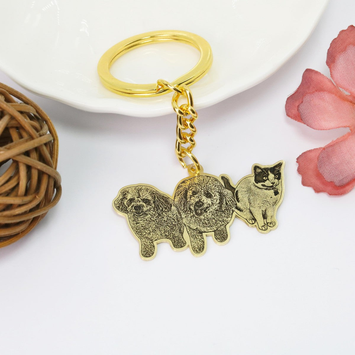 Personalized Engraved Pet Portrait KeyChain Memorial Gift