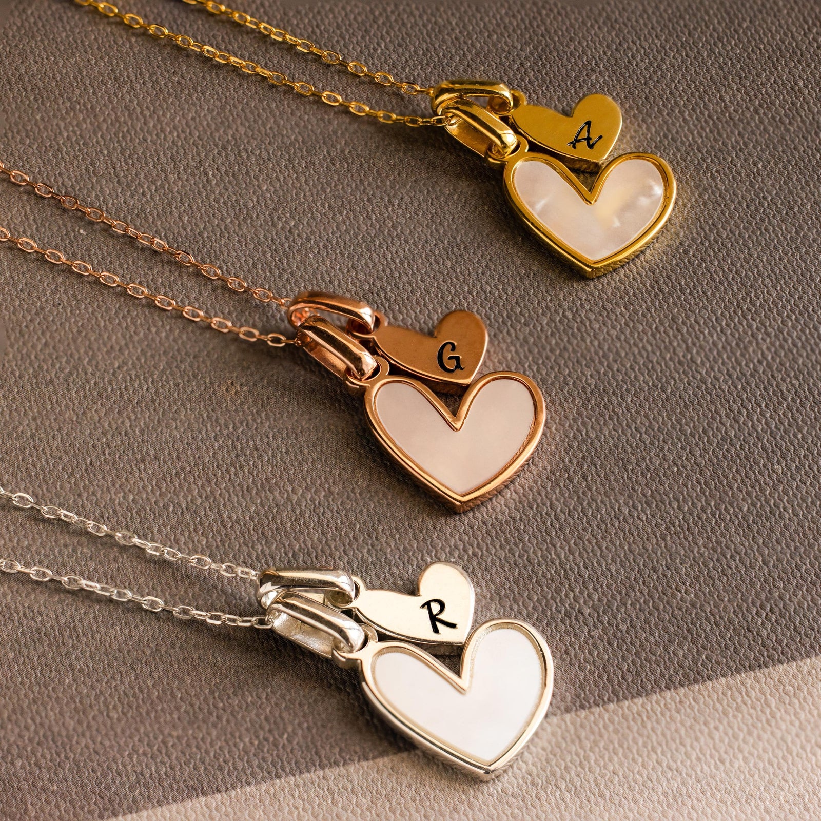 Personalized Pearl Initial Heart Necklace