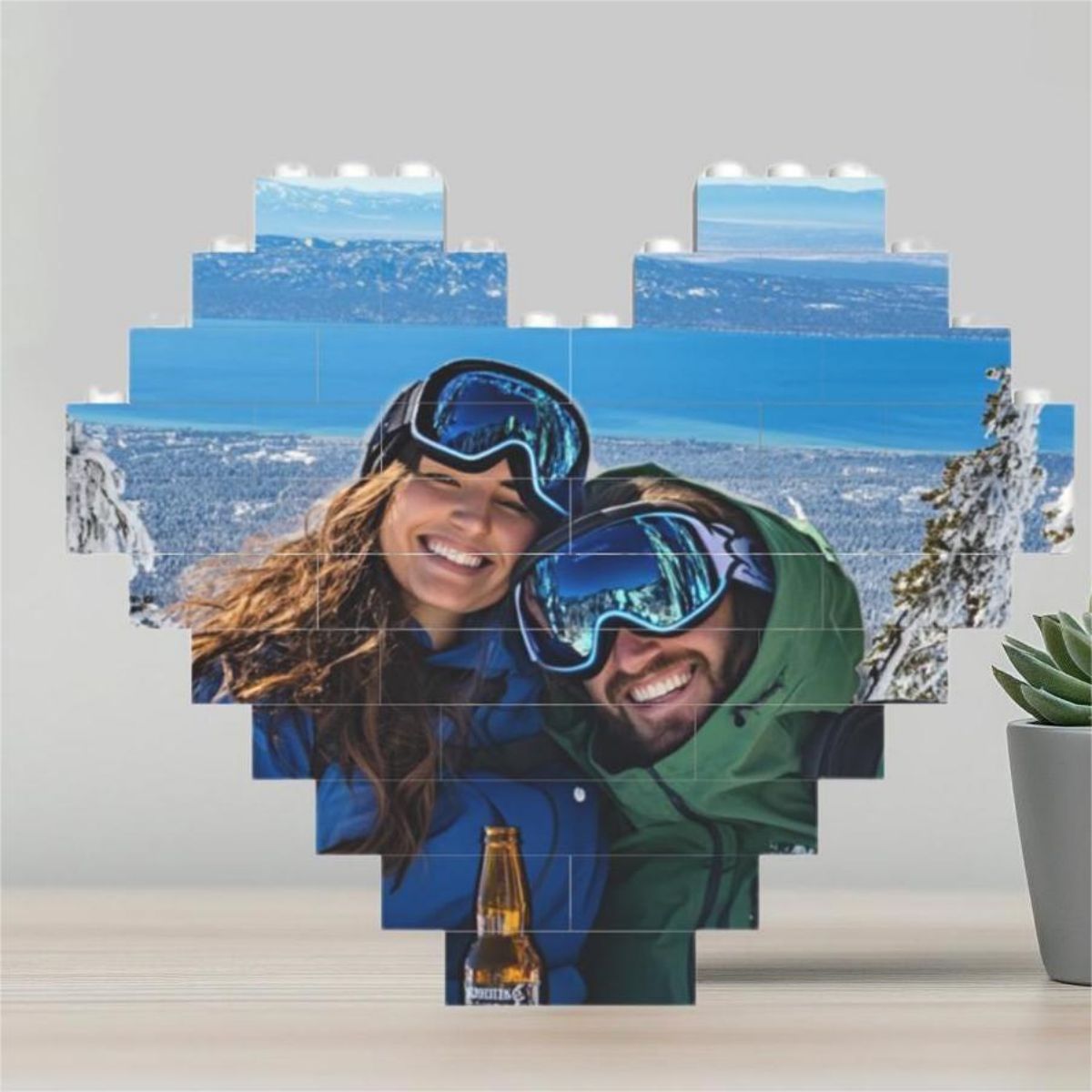 Personalized Heart Shape Custom Photo Couples Brick Puzzle