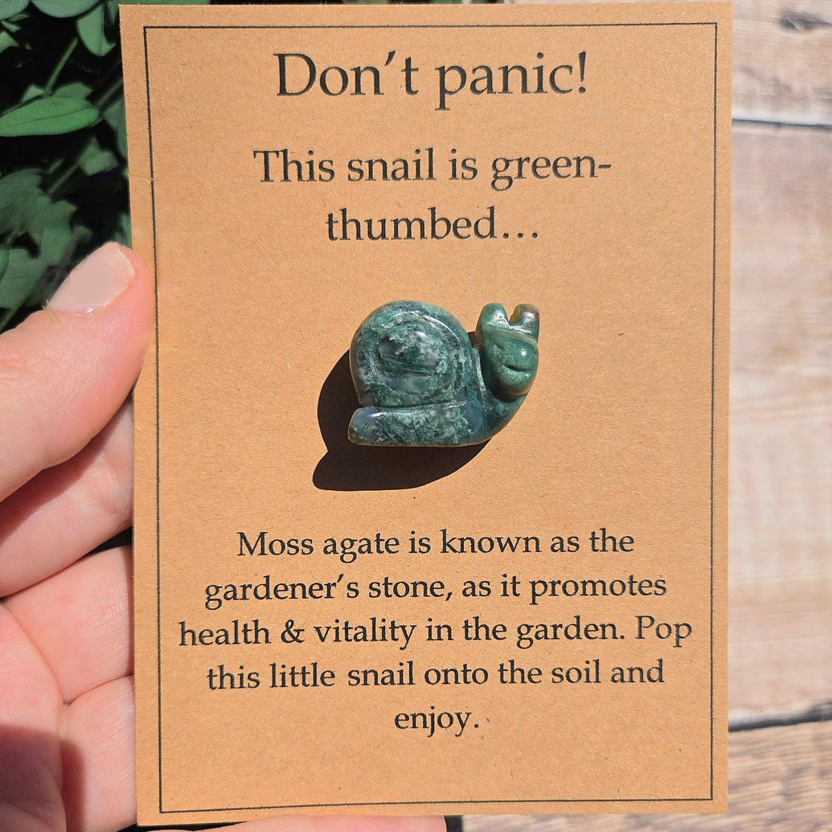 Cute Snail, Moss Agate Crystal For The Garden, Unique Gardeners Gift