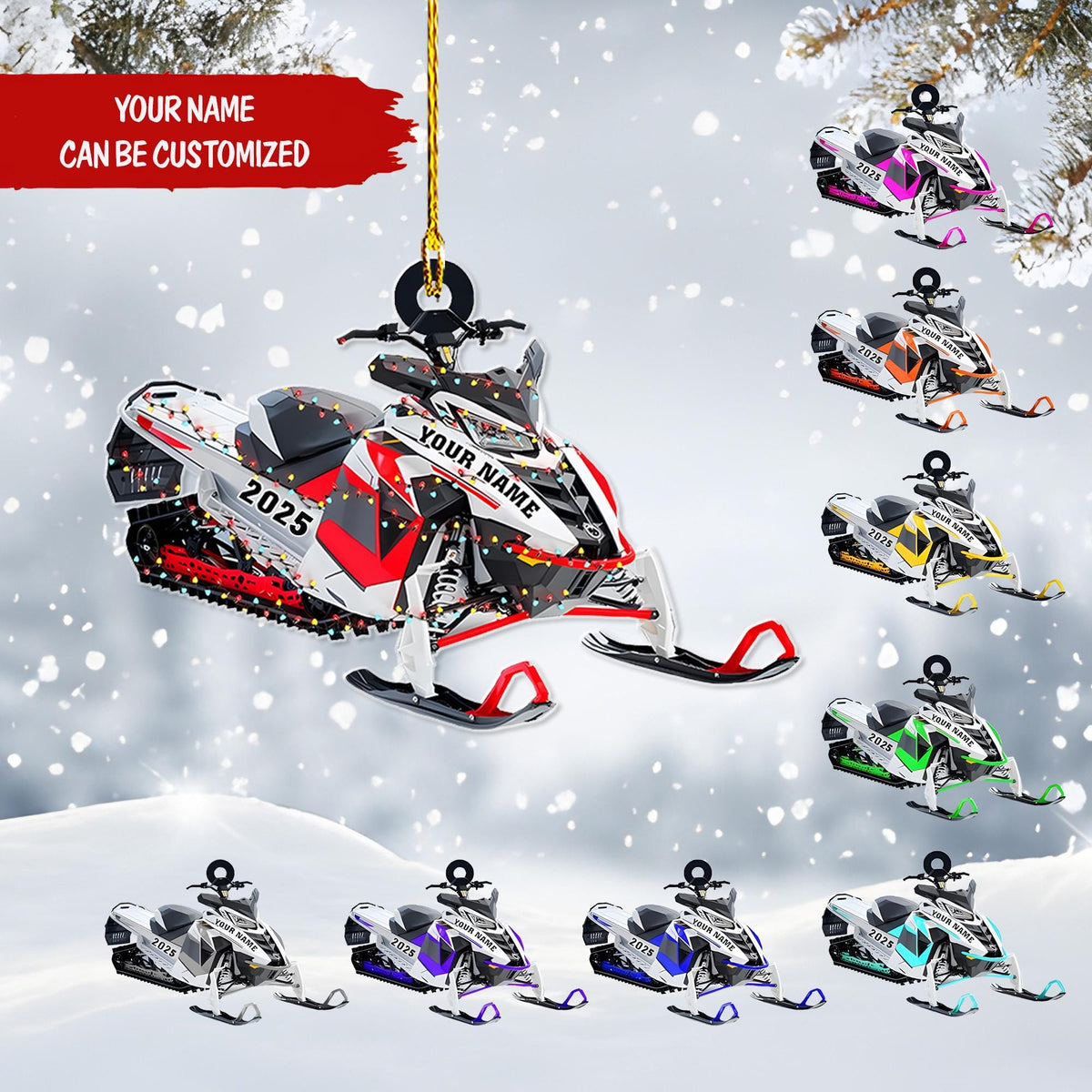 Personalized Snowmobile Ornament Gift for Snowmobile Lovers