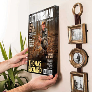 Outdoorsman Magazine Cover Canvas, Personalized Outdoor Adventure Wall Art, Custom Hunter Magazine Gift, Hunting Lover Gift