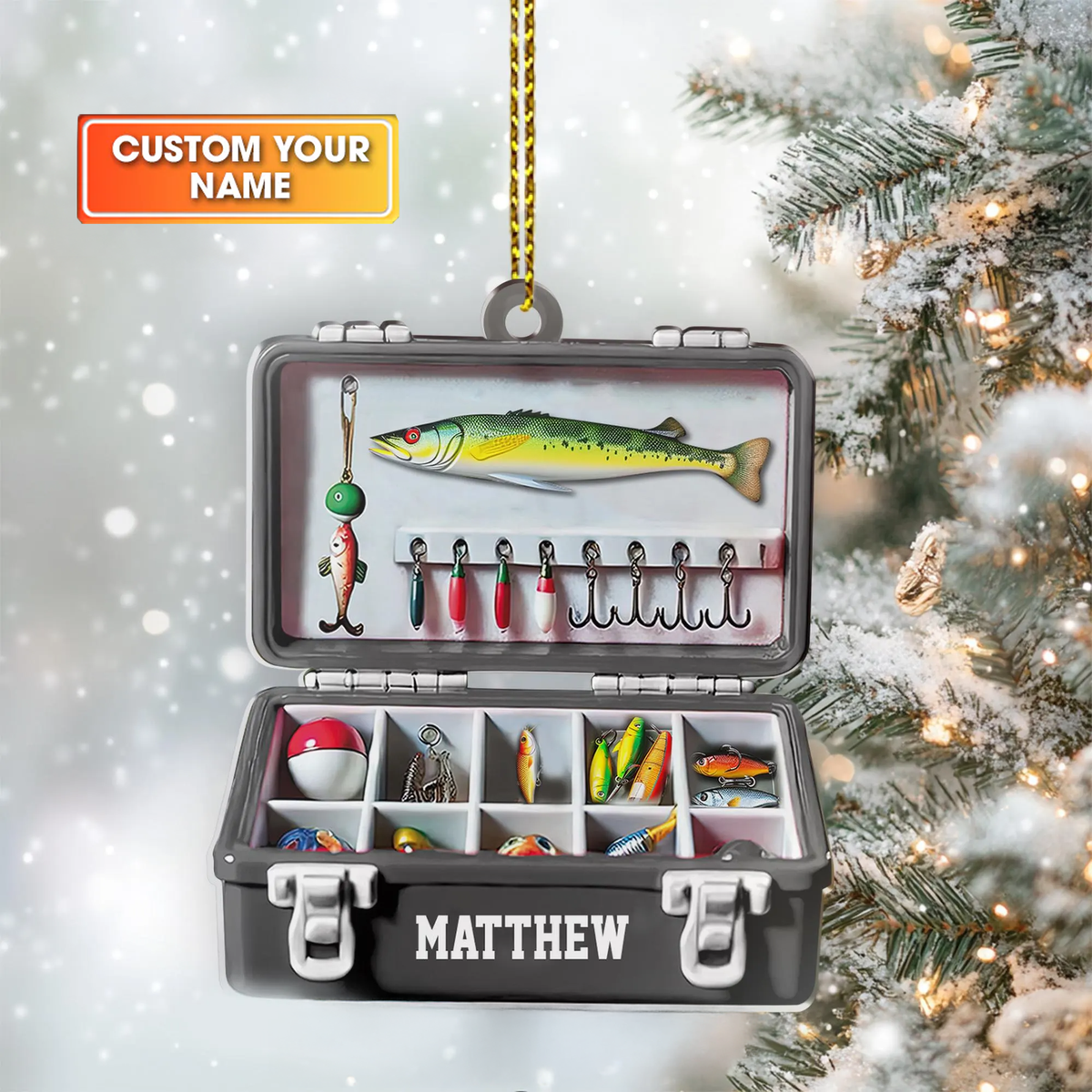 Personalized Fishing Tackle Box Acrylic Ornaments Presents For Fishermen