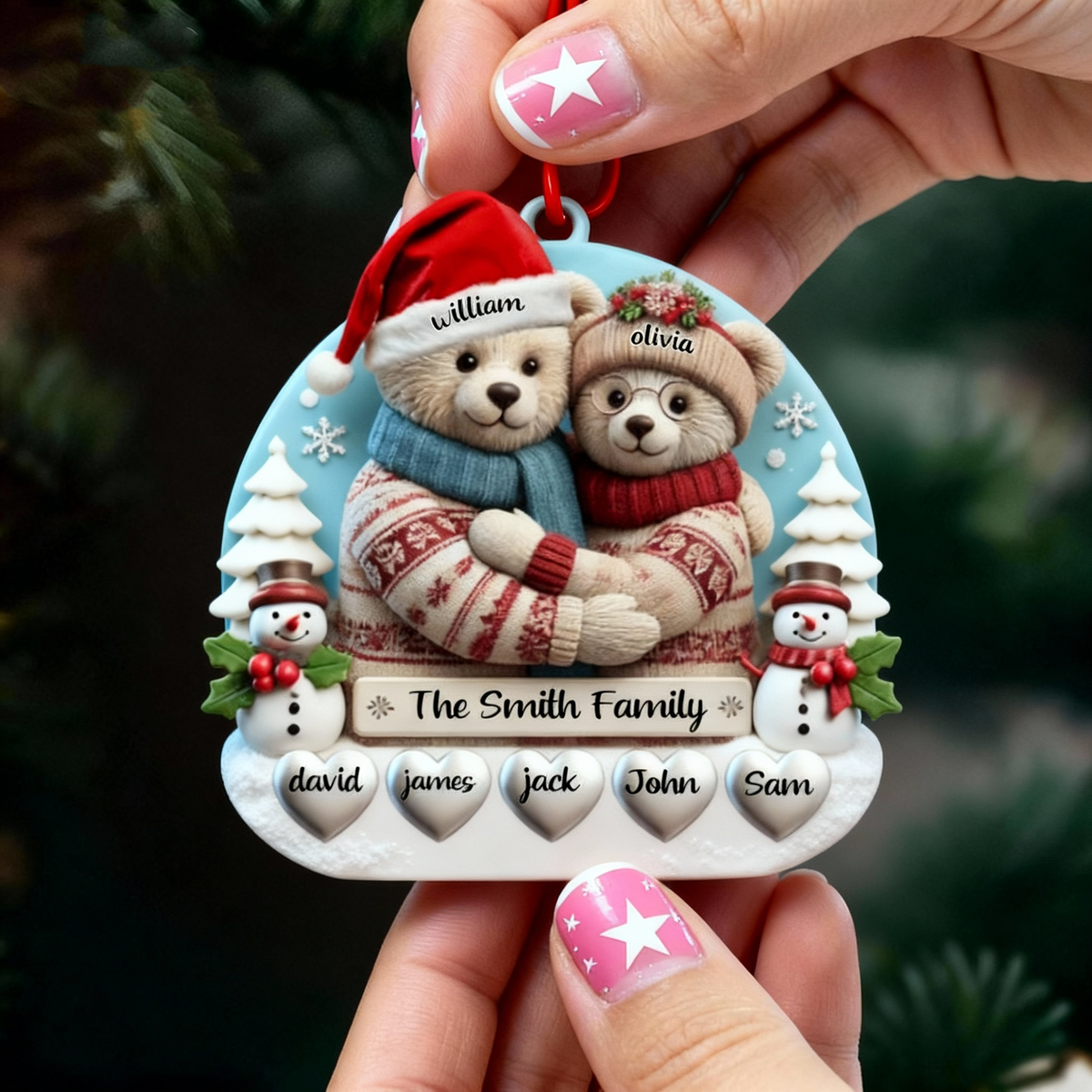 Personalized Name Family Bear Christmas Ornament Family Christmas Gift
