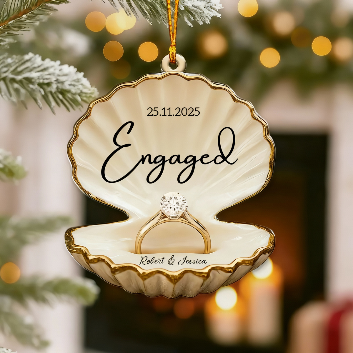 Engaged, Couple Christmas Home Decor, Christmas Ornament, Personalized Ornament