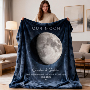 Our Moon Couple Gift Moon Phase Art Anniversary Gift Wedding Gift Personalized Blanket