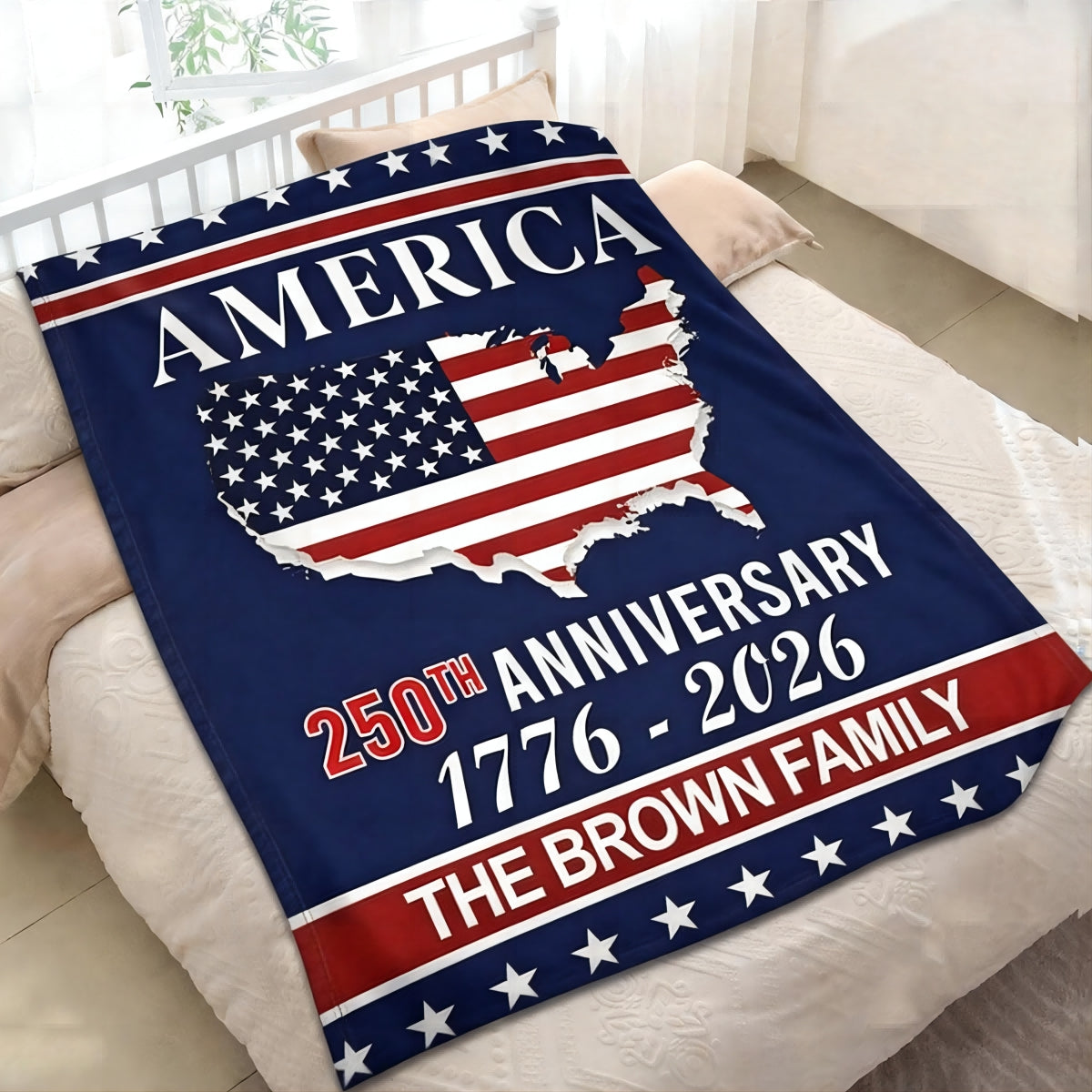 America 250th Anniversary Blanket Personalized Family Name Blanket